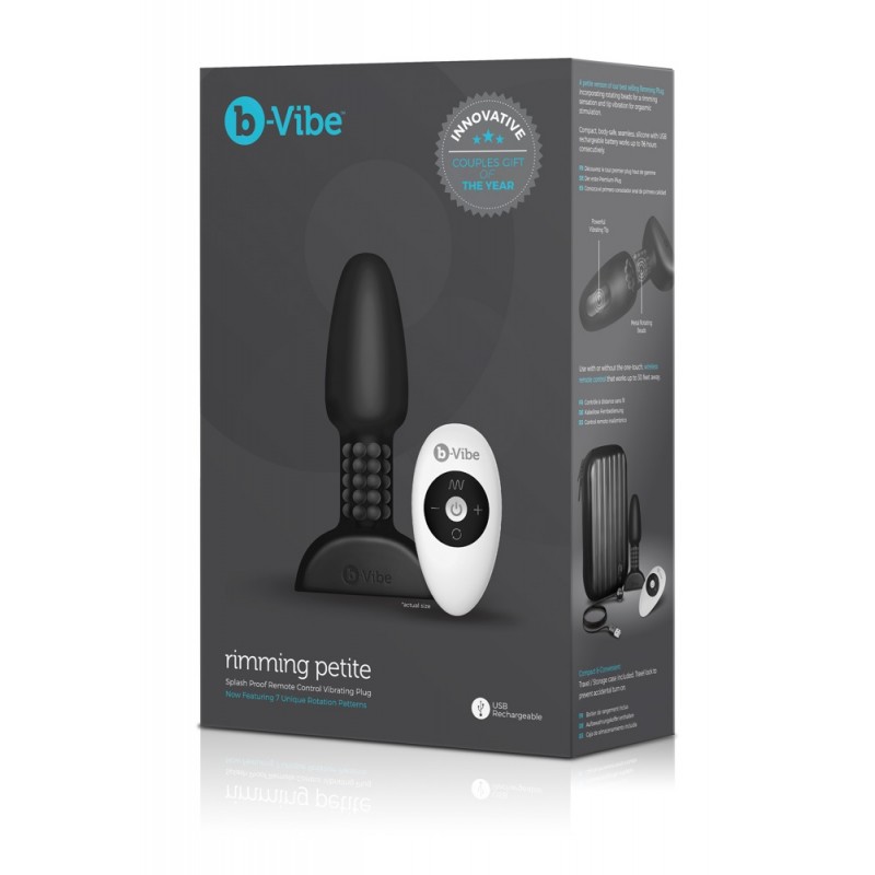 b-Vibe Rimming - forgó gyöngyös anál vibrátor (fekete) 76199 termék bemutató kép