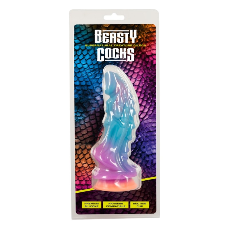 Beasty Cocks - földönkívüli szilikon dildó (kék-narancs) 96341 termék bemutató kép