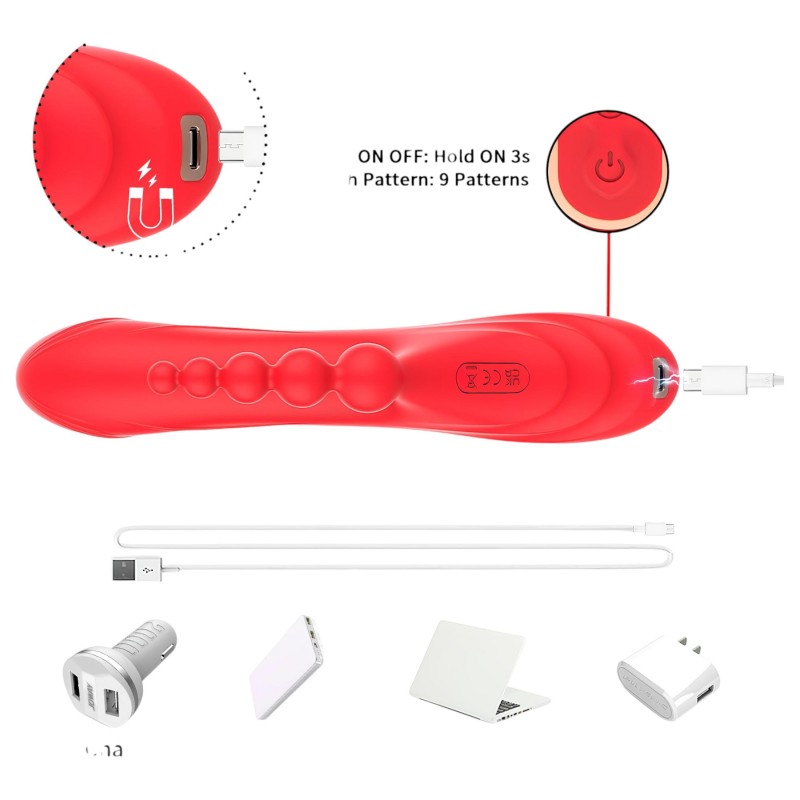 Bestoy - 3 ágú, nyelves vibrátor (piros) 119087 termék bemutató kép