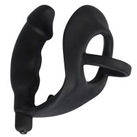 Black Velvet - péniszes análvibrátor pénisz- és heregyűrűvel (fekete) 13659 termék bemutató kép