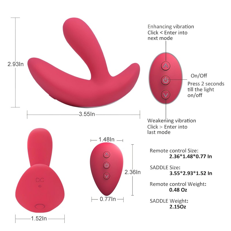 Cotoxo Saddle - távirányítós prosztata vibrátor (piros) 101921 termék bemutató kép