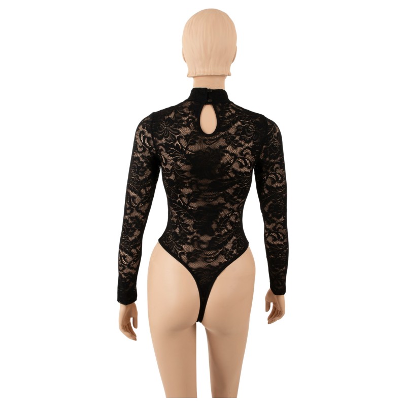 Cottelli - hosszú ujjú csipke body (fekete) - S 150159 termék bemutató kép