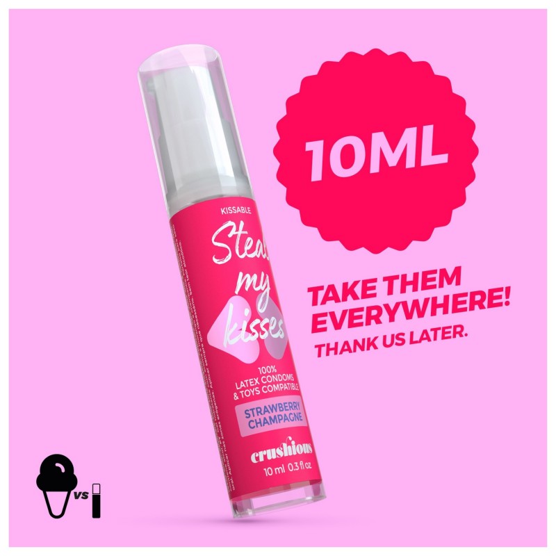 Crushious Steal My Kisses - ízes síkosító, eper-pezsgő (10ml) 148043 termék bemutató kép