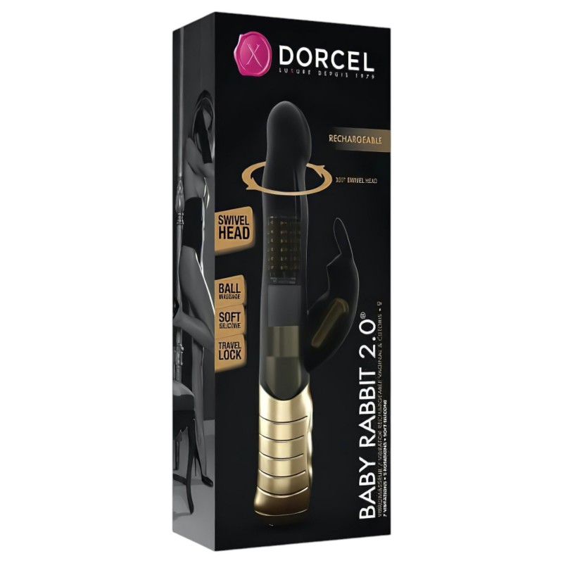 Dorcel Baby Rabbit 2.0 - csiklókaros vibrátor (fekete-arany) 100702 termék bemutató kép