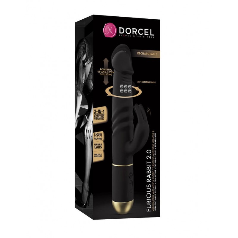 Dorcel Furious Rabbit 2.0 - lökő csiklókaros vibrátor (fekete) 94060 termék bemutató kép