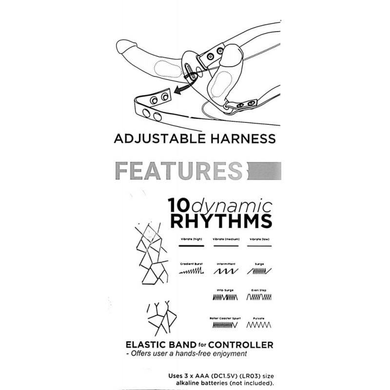 Double Thruster - felcsatolható dupla vibrátor (fekete) 64590 termék bemutató kép