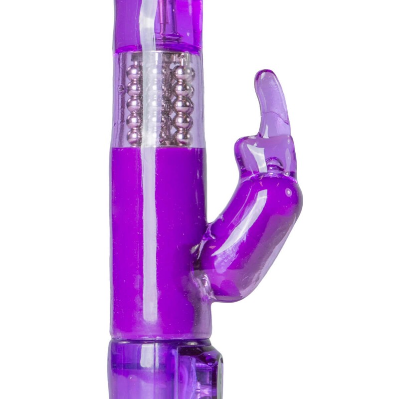 Easytoys Rabbit - forgó gyöngyös, csiklókaros vibrátor (lila) 73647 termék bemutató kép