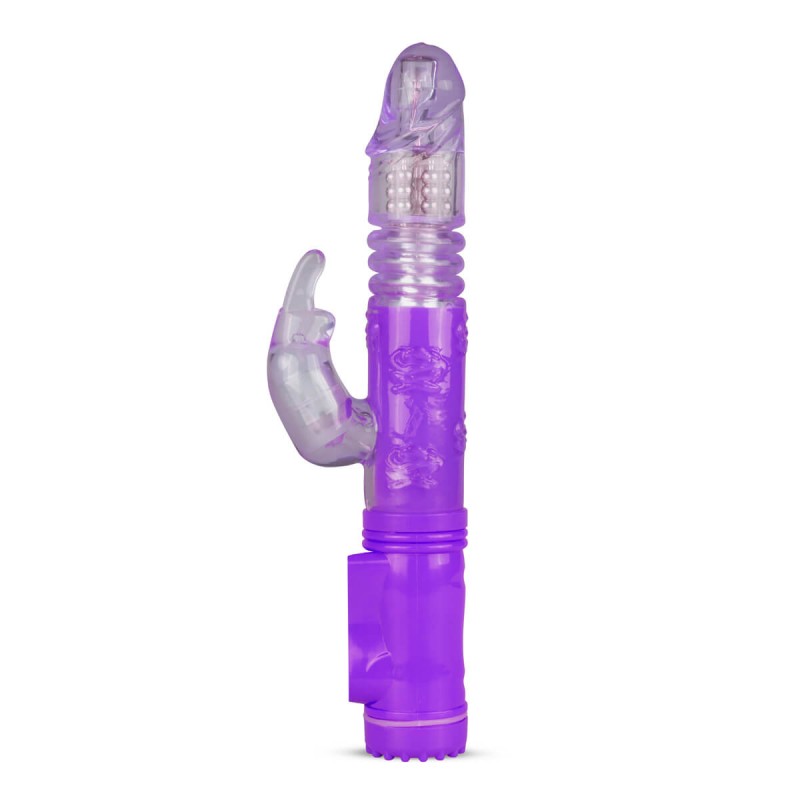 Easytoys - lökő-forgő, nyuszis csiklókaros vibrátor (lila-áttetsző) 73757 termék bemutató kép