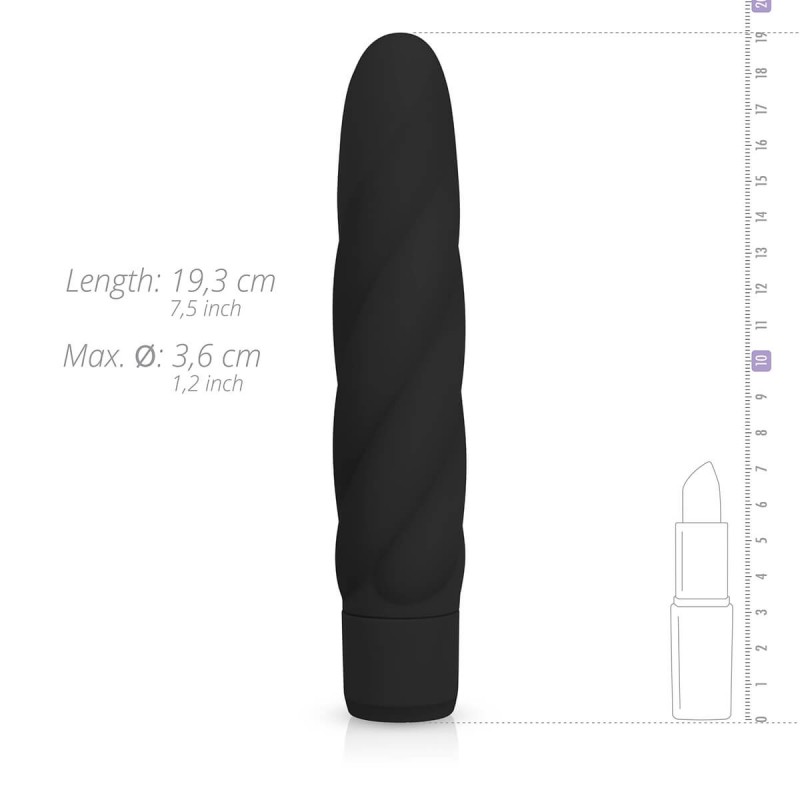 EasyToys Power Vibe - csavart szilikon rúdvibrátor (fekete) 35713 termék bemutató kép