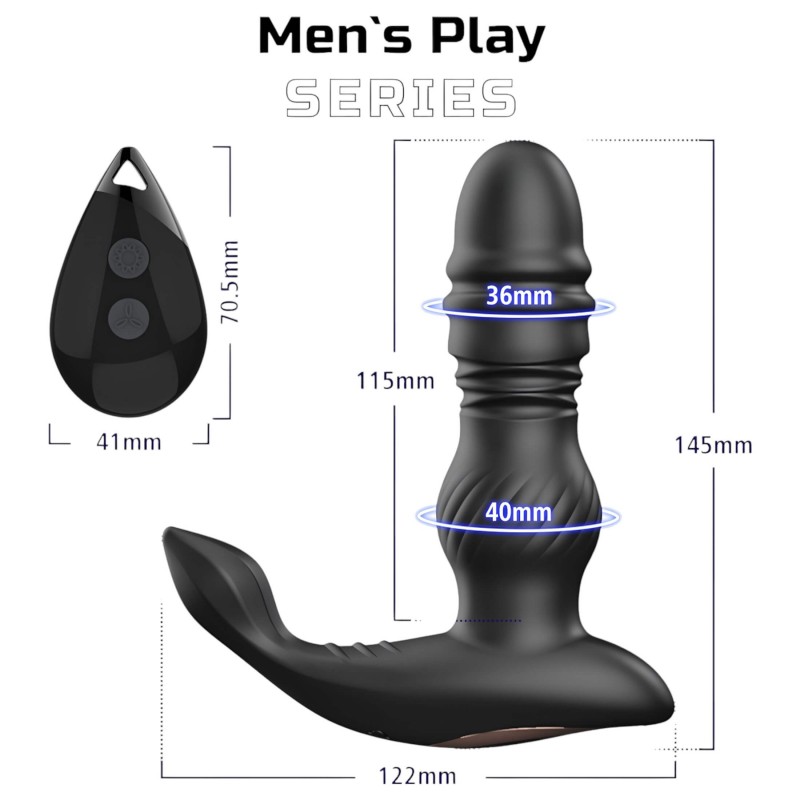 Erospace Men's Play - fel-le mozgó prosztata vibrátor (fekete) 170142 termék bemutató kép