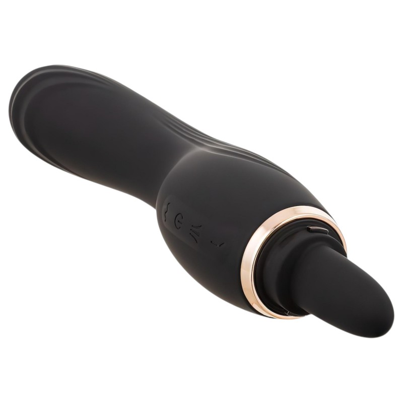 Erospace Sweet Play - 2in1 csiklóizgató vibrátor nyelvvel és szívással (fekete) 170277 termék bemutató kép
