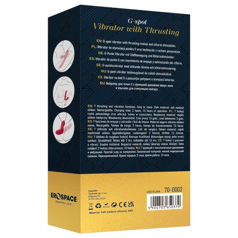 Erospace Sweet Play - 2in1 lökő és csiklóizgató vibrátor (piros) 170250 termék bemutató kép