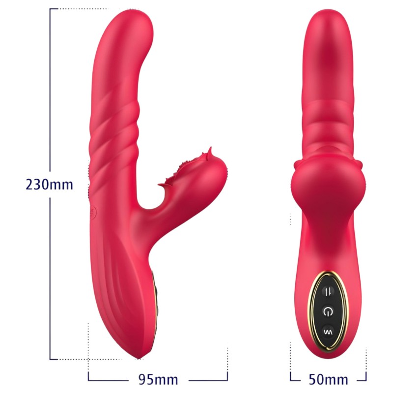 Erospace Sweet Play - 2in1 lökő és csiklóizgató vibrátor (piros) 170256 termék bemutató kép