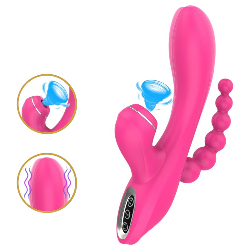 Erospace Sweet Play - G-pont vibrátor anál szondával és szívással (rózsaszín) 170284 termék bemutató kép