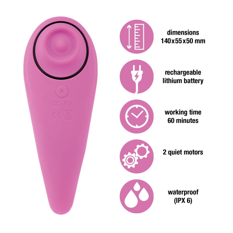 FEELZTOYS Femmegasm - akkus 2in1 csikló vibrátor (pink) 41421 termék bemutató kép
