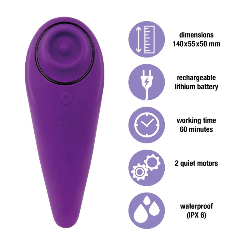 FEELZTOYS Femmegasm - akkus 2in1 csikló vibrátor (lila) 86264 termék bemutató kép