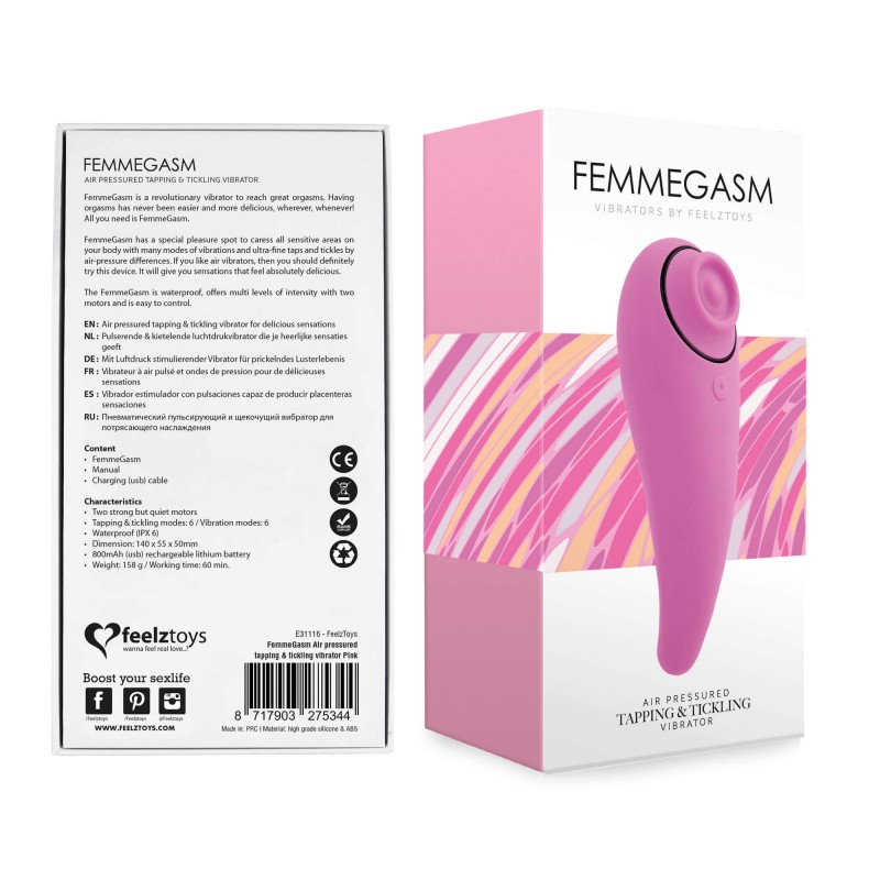 FEELZTOYS Femmegasm - akkus 2in1 csikló vibrátor (pink) 86274 termék bemutató kép