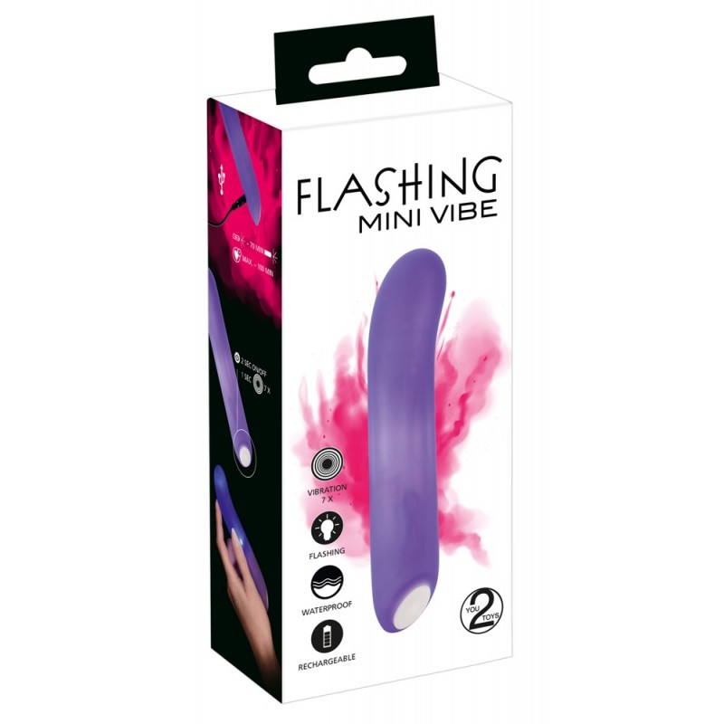You2Toys - Flashing Mini Vibe - akkus, világító vibrátor (lila) 59076 termék bemutató kép
