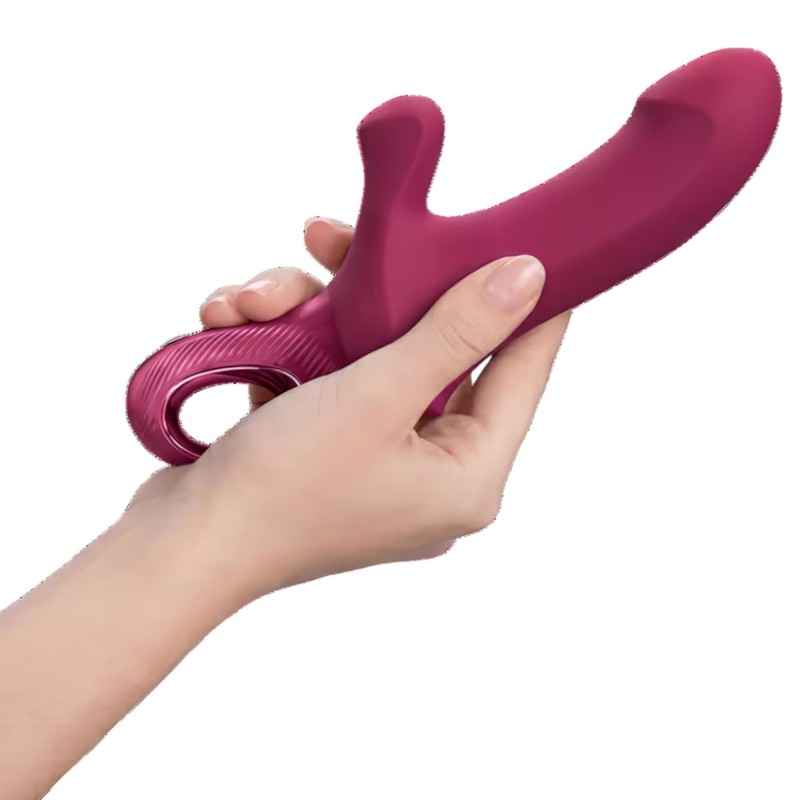 Fun Factory Bi Stronic Curve - lökő vibrátor csiklókarral (piros) 167481 termék bemutató kép
