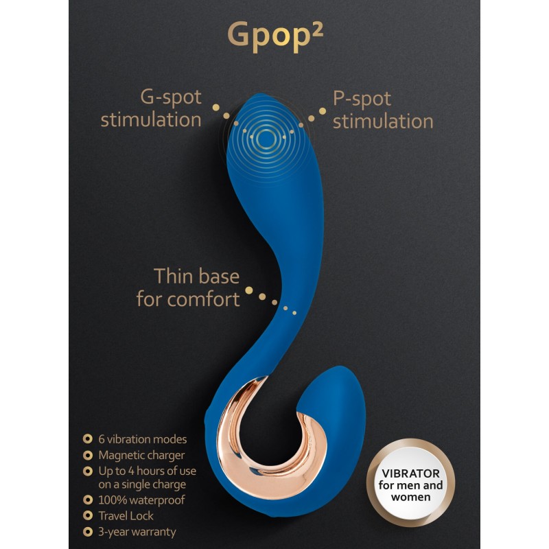 G-Vibe G-Pop 2 - akkus, vízálló G/P-pont vibrátor (kék) 77874 termék bemutató kép