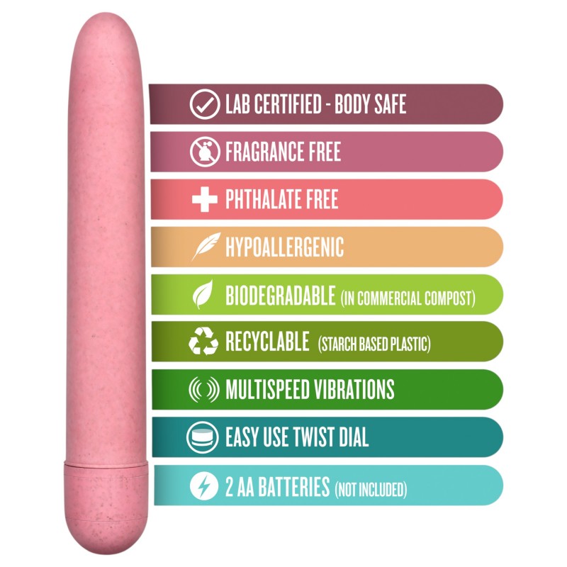 Gaia Eco L - pink környezetbarát, biolebomló rúdvibrátor (nagy) 160803 termék bemutató kép