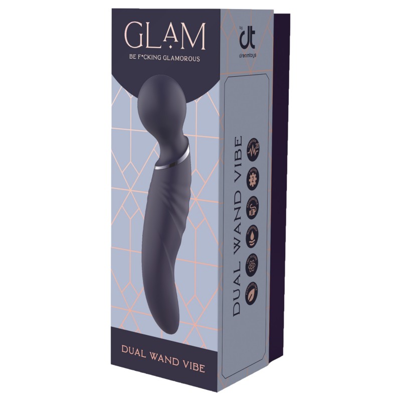 Glam - kétvégű wand vibrátor (sötétszürke) 140022 termék bemutató kép