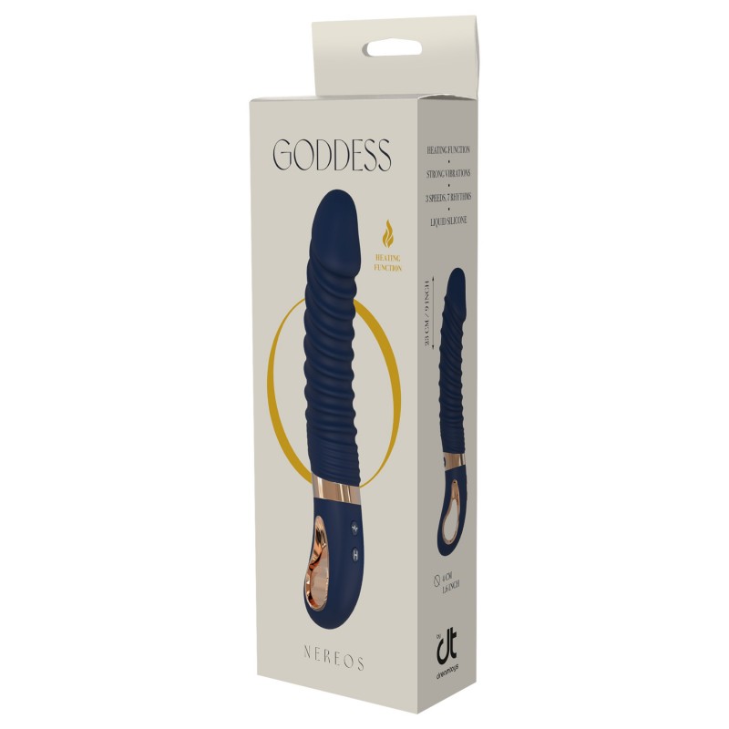 Goddess - fűtős bordázott vibrátor (sötétkék) 139876 termék bemutató kép