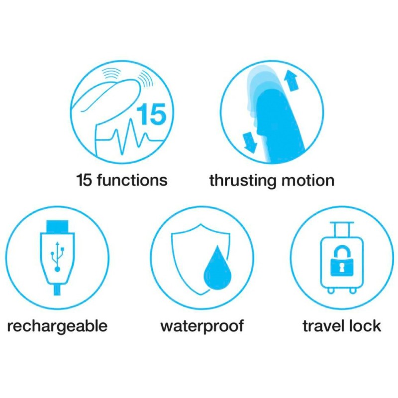 Happyrabbit Thrusting - akkus, csiklókaros lökő vibrátor (pink) 22587 termék bemutató kép