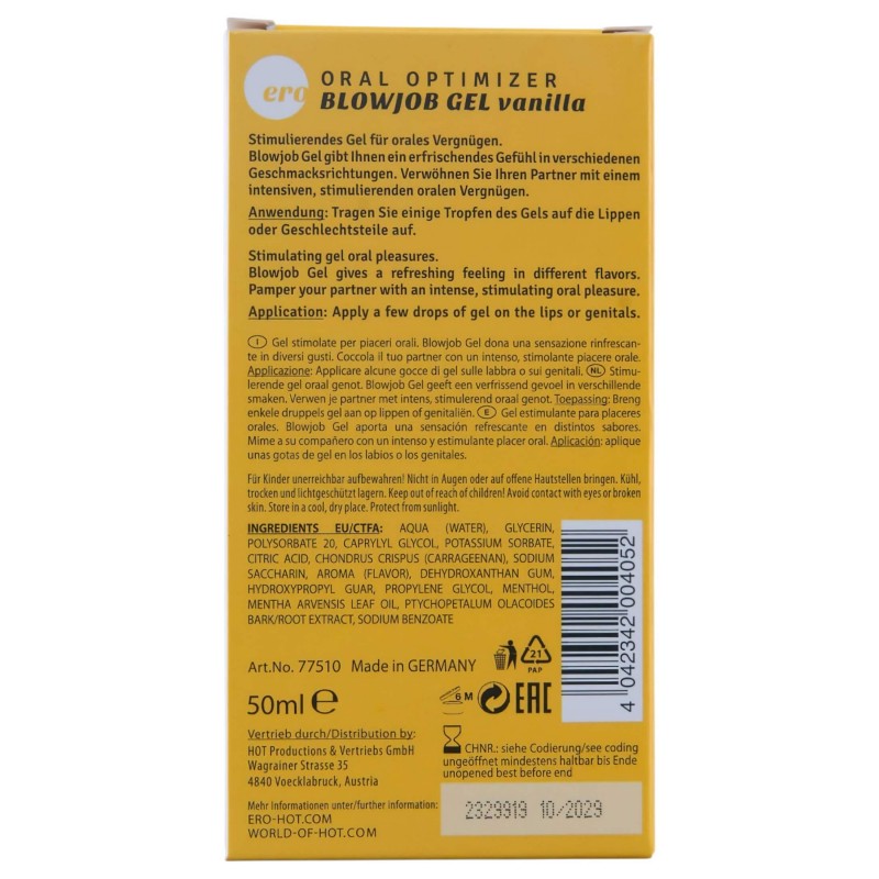 HOT - Blowjob Gel - orál síkosító gél - vanília (50 ml) 136109 termék bemutató kép
