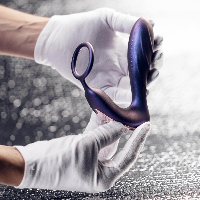 Hueman Black Hole - rádiós anál vibrátor péniszgyűrűvel (lila) 93836 termék bemutató kép