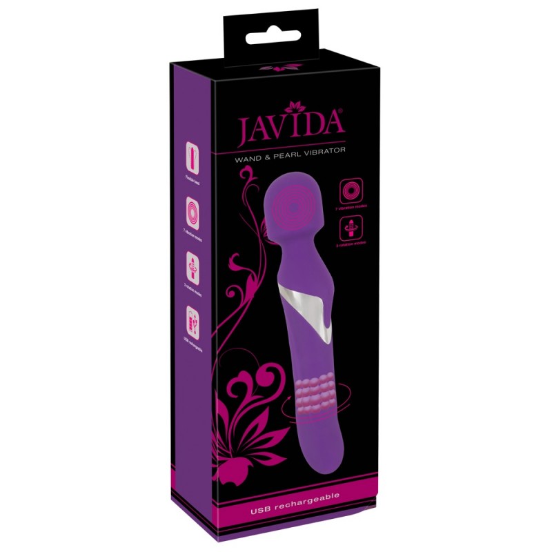 Javida Wand & Pearl - 2in1 masszírozó vibrátor (lila) 72909 termék bemutató kép