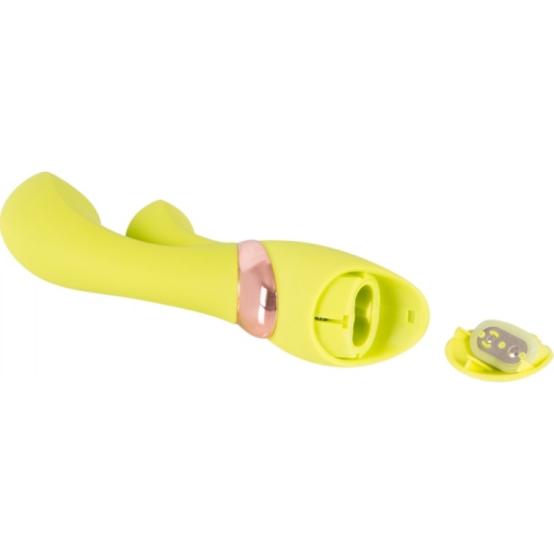 Jülie - vibrátor klitoriszkarral (sárgászöld) 9989 termék bemutató kép