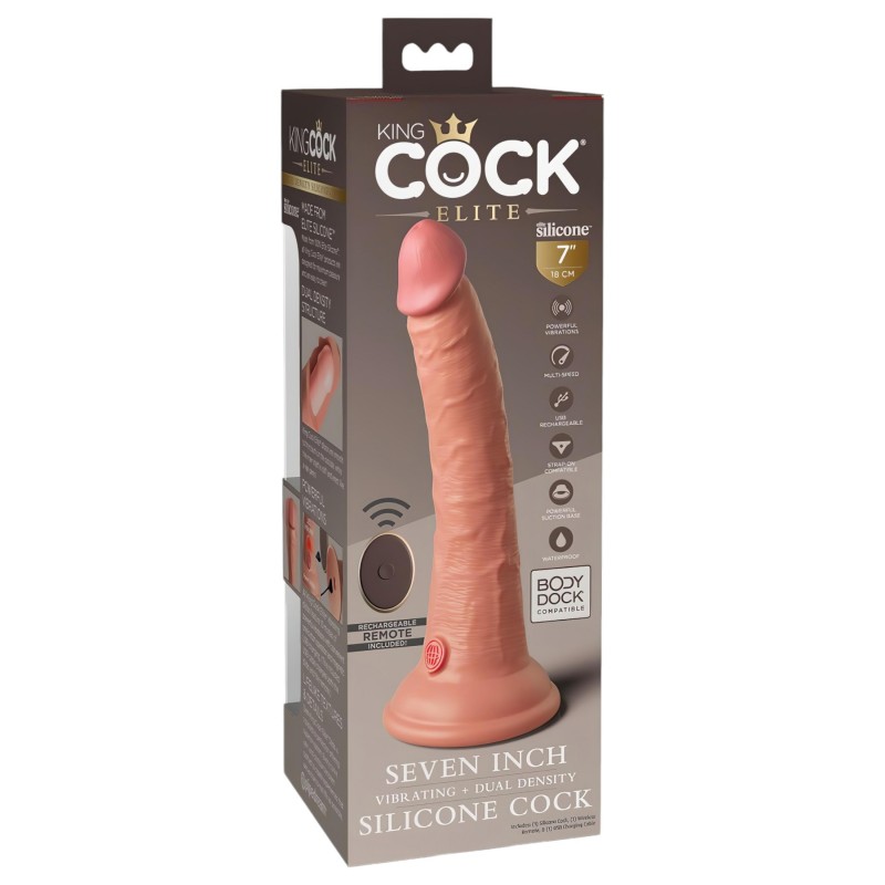 King Cock Elite 7 - tapadókorongos, rádiós vibrátor 18 cm (natúr) 131167 termék bemutató kép