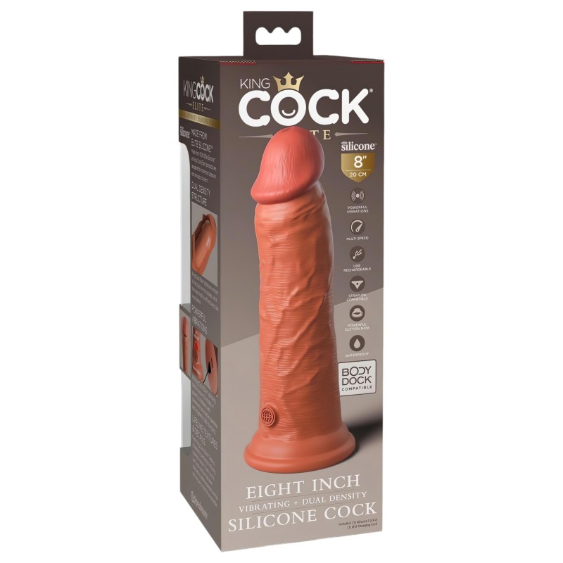 King Cock Elite 8 - élethű vibrátor 20 cm (sötét natúr) 131081 termék bemutató kép