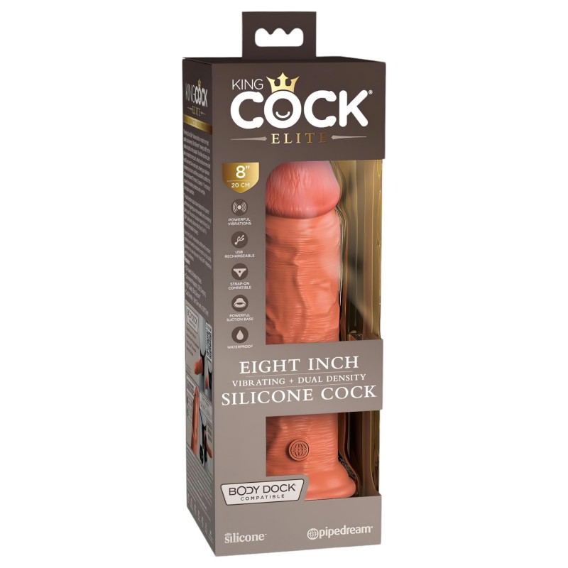King Cock Elite 8 - élethű vibrátor 20 cm (sötét natúr) 131082 termék bemutató kép