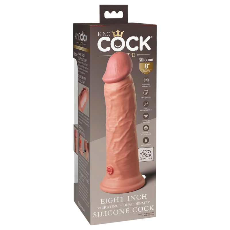 King Cock Elite 8 - tapadókorongos vibrátor (20 cm, natúr) 132070 termék bemutató kép