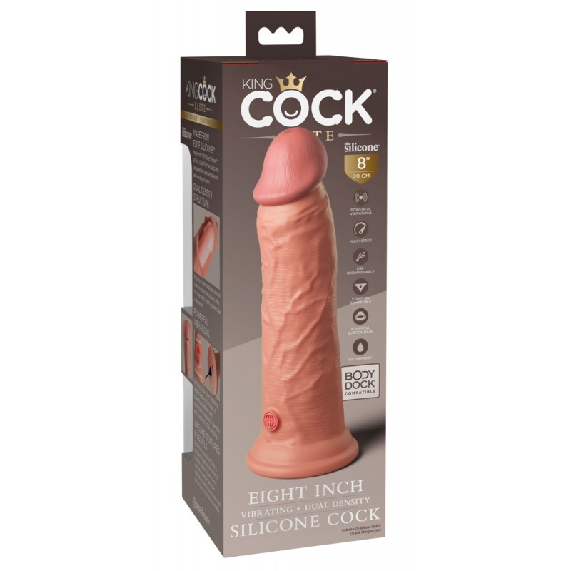 King Cock Elite 8 - tapadókorongos vibrátor (20cm) - natúr 51547 termék bemutató kép