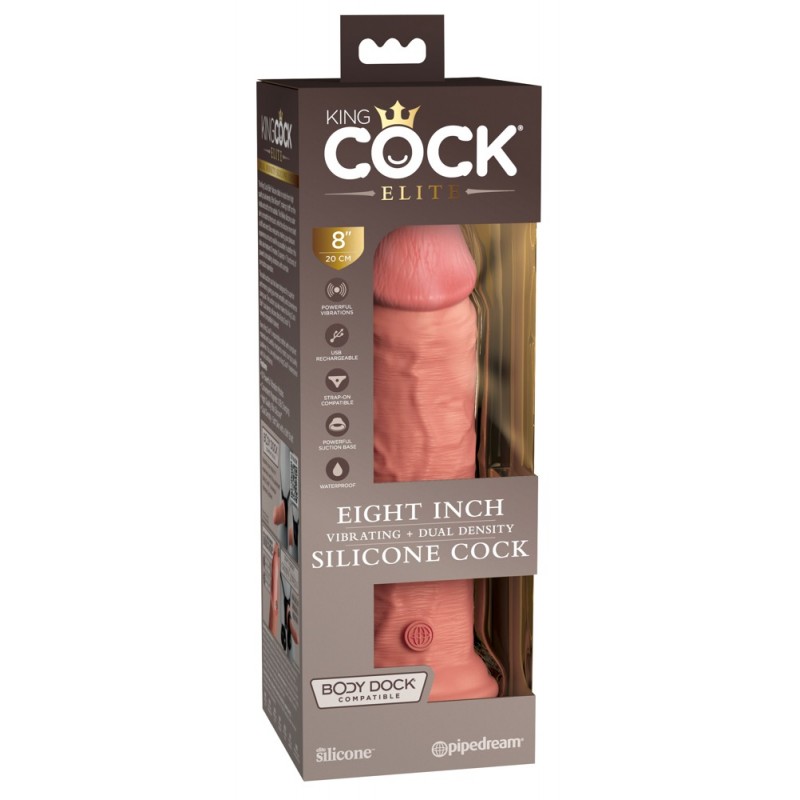 King Cock Elite 8 - tapadókorongos vibrátor (20cm) - natúr 73062 termék bemutató kép