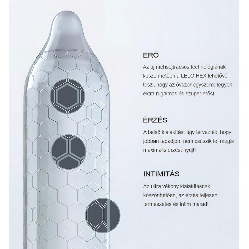 LELO Hex Original - luxus óvszer (3 db) 130337 termék bemutató kép