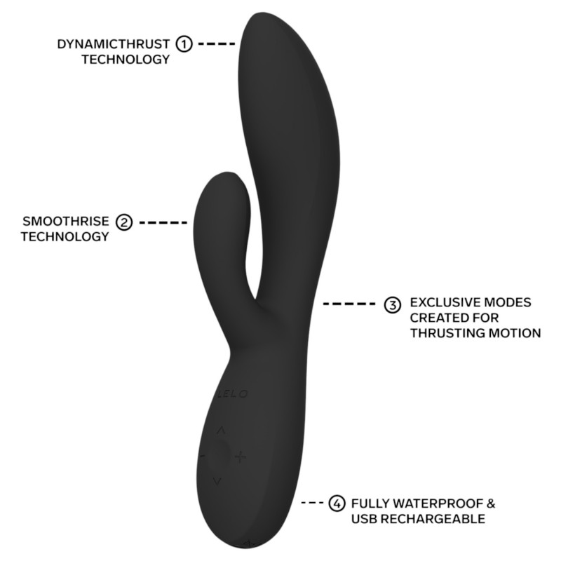 LELO - INA Thrust lökő nyuszivibrátor (fekete) 145175 termék bemutató kép