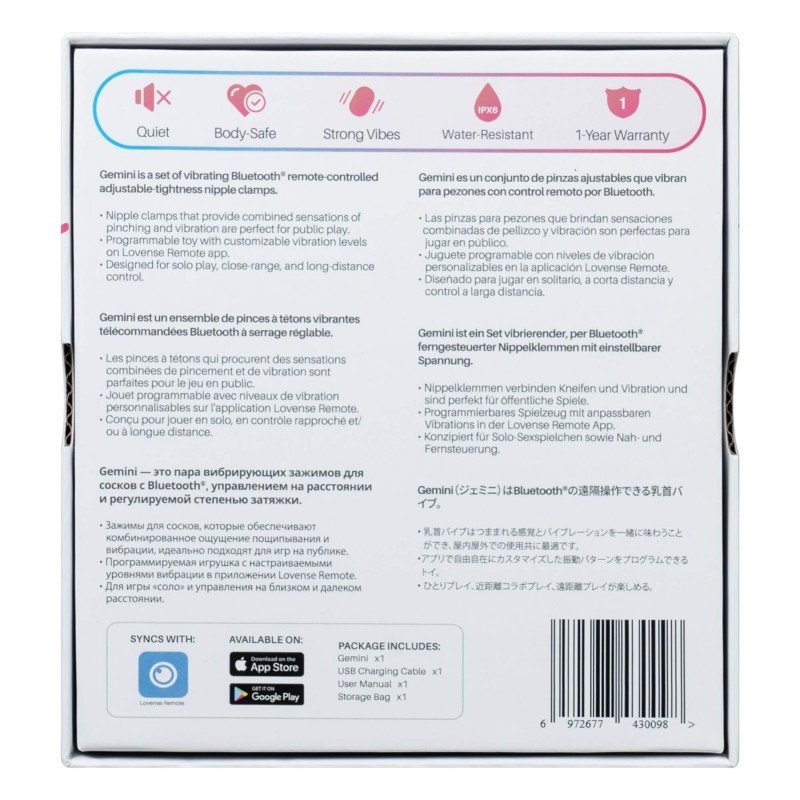LOVENSE Gemini - okos, vibrációs mellbimbó csipesz (pink) 92270 termék bemutató kép