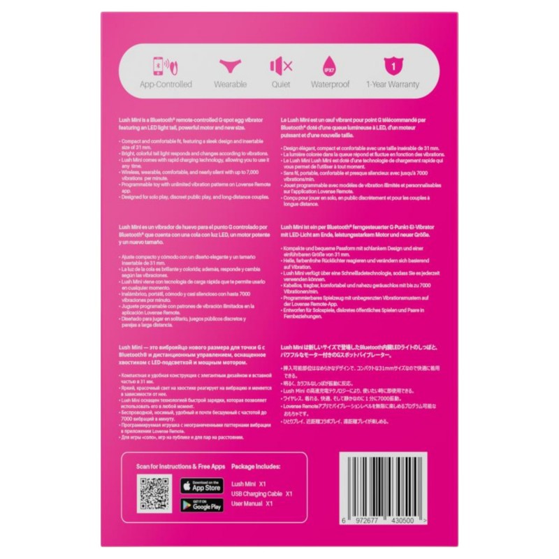 Lovense Lush Mini - hordható app-vezérelt vibrotojás (pink) 164102 termék bemutató kép