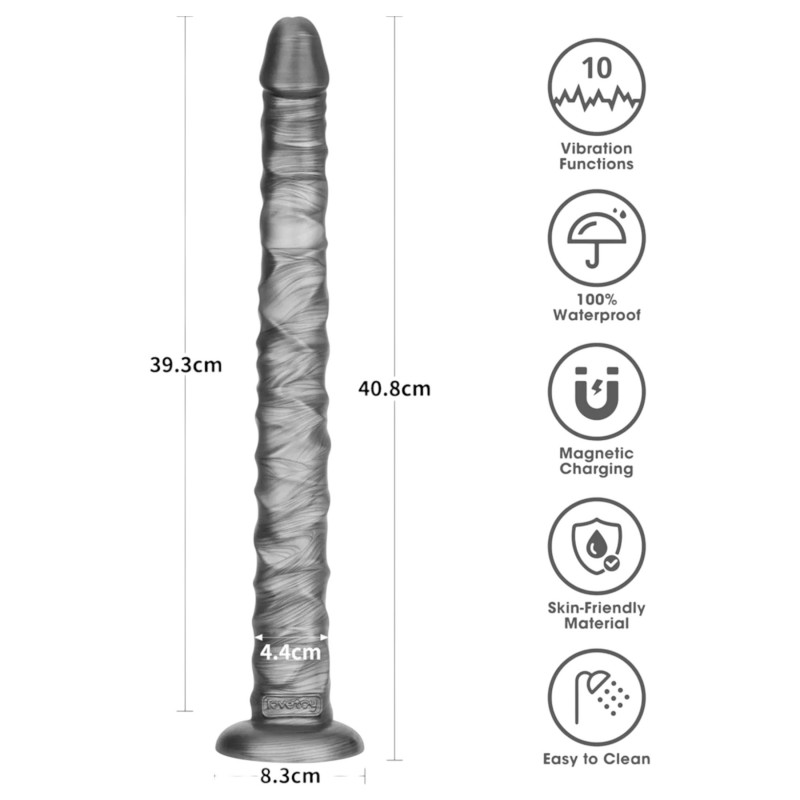 Lovetoy King Sized - extra nagy vibrátor - 40,5 cm (szürke) 119897 termék bemutató kép