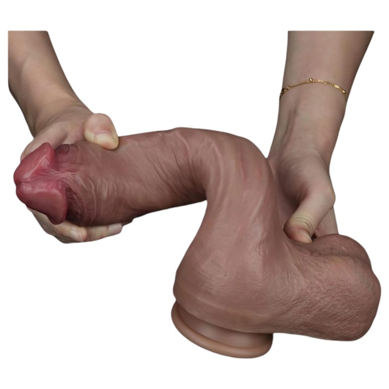 Lovetoy Nature Cock - kétrétegű élethű dildó - 26 cm (barna) 133030 termék bemutató kép