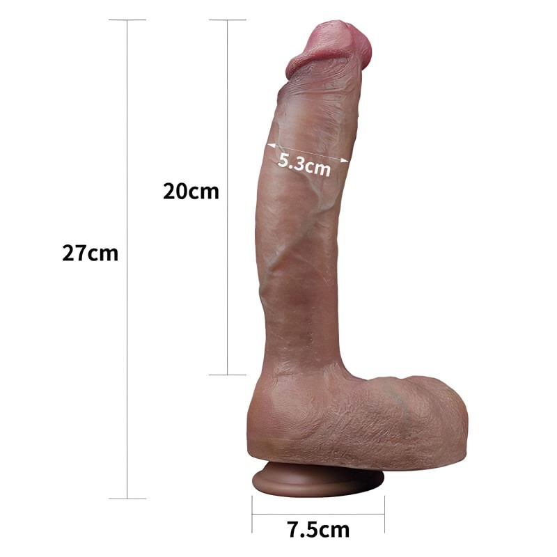 Lovetoy Nature Cock - kétrétegű élethű dildó - 26 cm (barna) 142092 termék bemutató kép