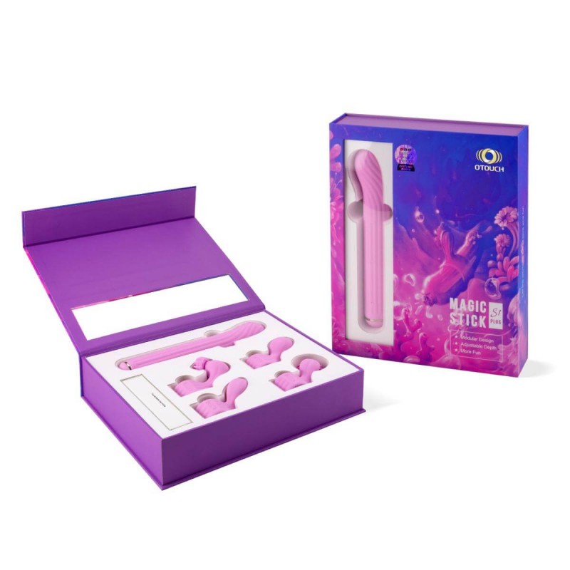 Magic Stick - vibrátor, cserélhető feltétekkel (pink) 90243 termék bemutató kép