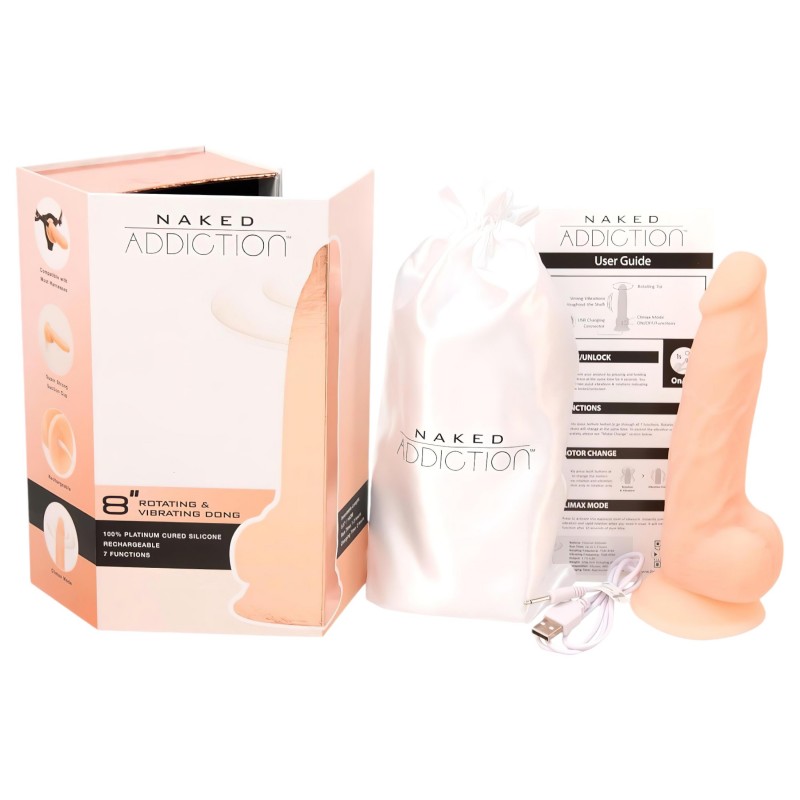 Naked Addiction Rotating 8 - forgó vibrátor (20 cm, natúr) 129770 termék bemutató kép