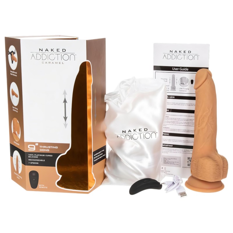 Naked Addiction Thrusting 9 - lökő vibrátor - sötét (23cm) 112209 termék bemutató kép