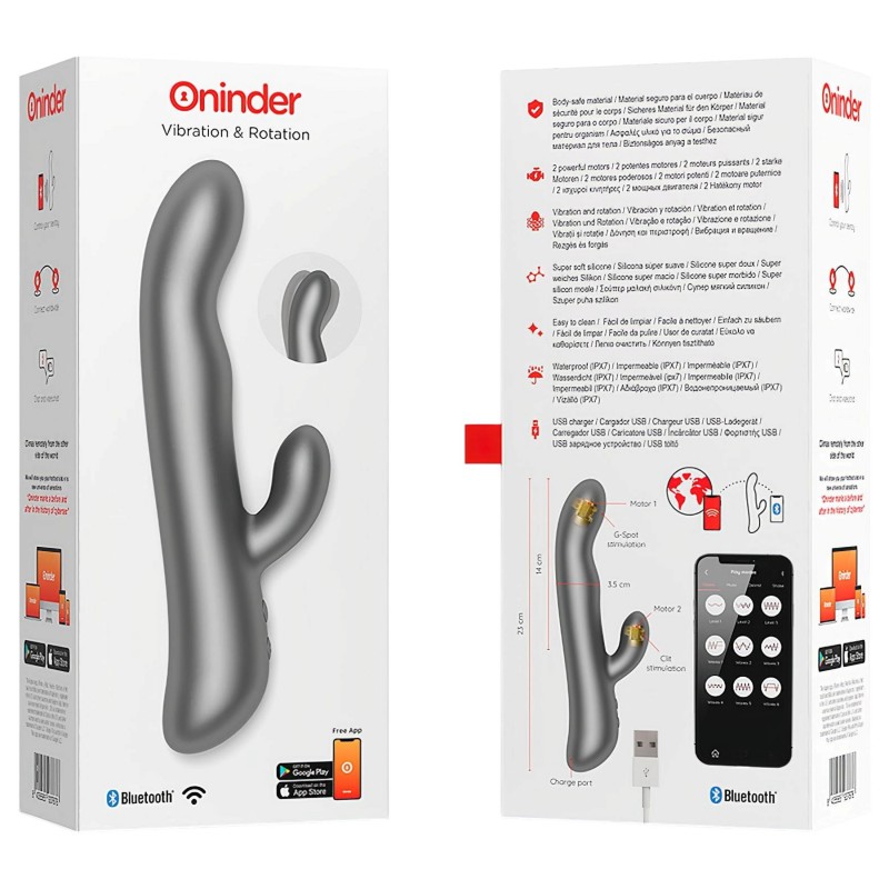Oninder Oslo - appos, forgó csiklókaros vibrátor (fekete) 170347 termék bemutató kép