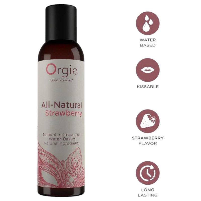 Orgie All Natural - vízbázisú síkosító gél - eper (150ml) 118534 termék bemutató kép